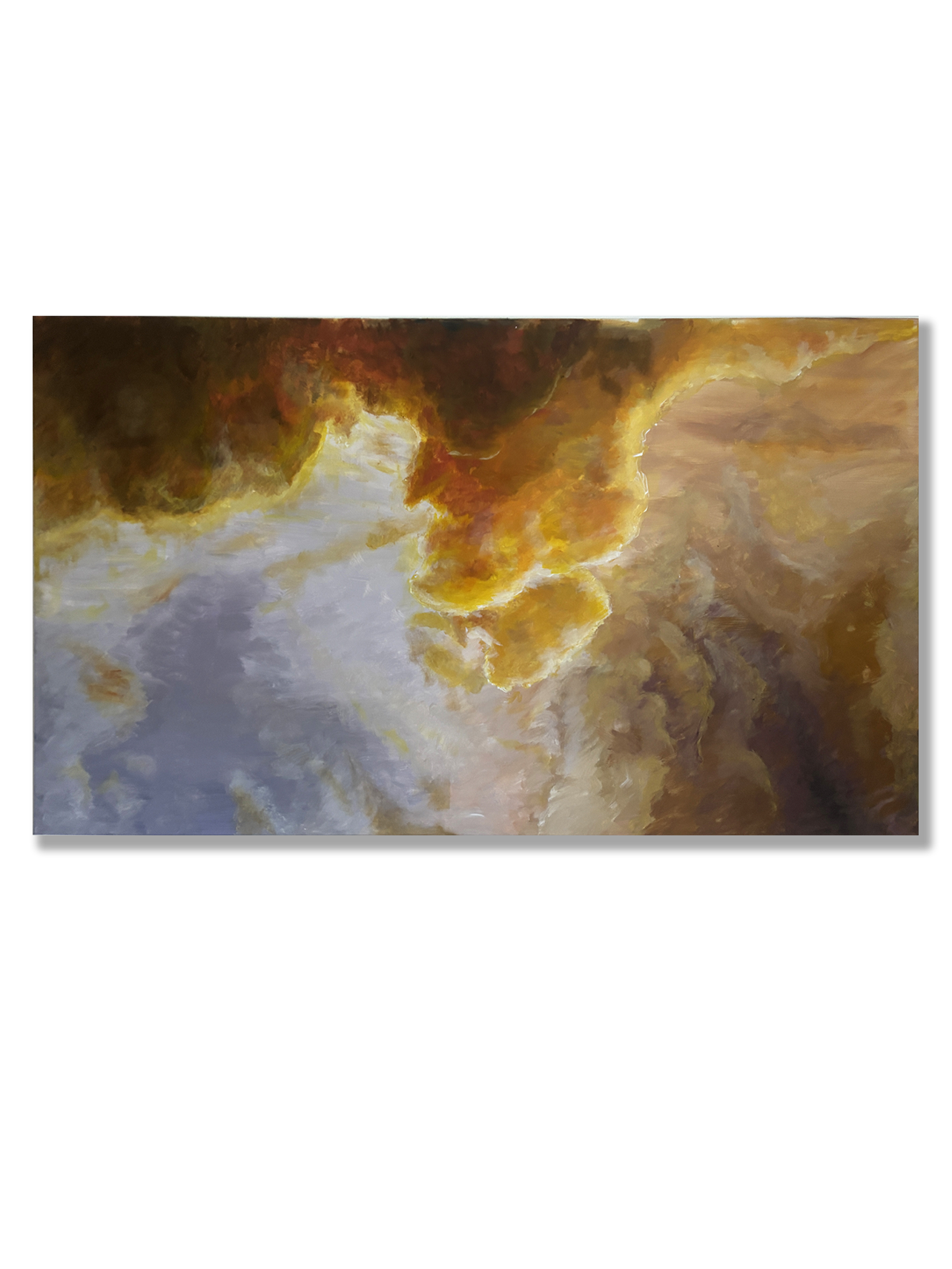 „Ohnivá obloha“ – originální malba na plátně 140×80 cm