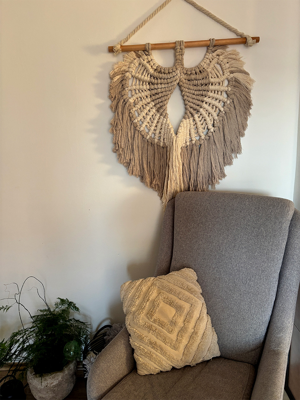 Macramé pletená křídla 110×70 cm