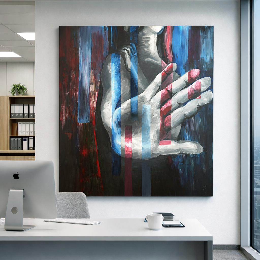 Vertikály - originální malba na plátně 100×120 cm