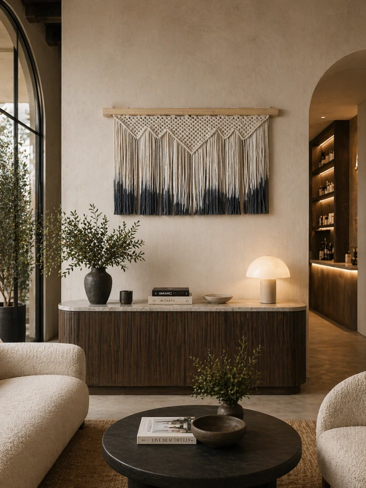 Macramé dekorace na zeď 92×54 cm