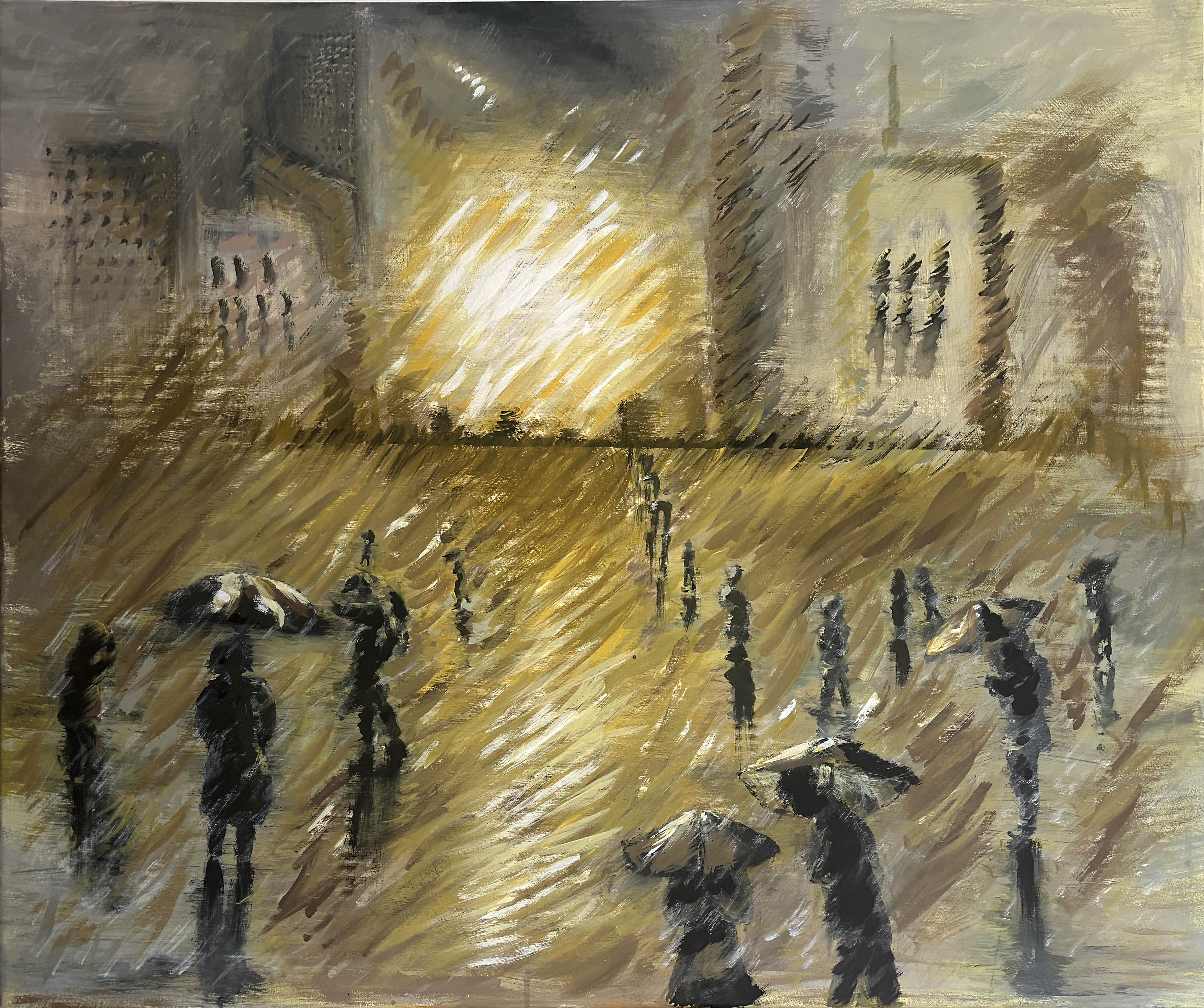"Průtrž" - originální malba na plátně 120x100 cm